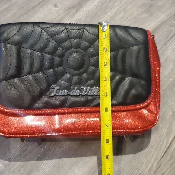 Lux de Ville Spider Web Red and Black Crossbody Bag - Picture 12 of 12